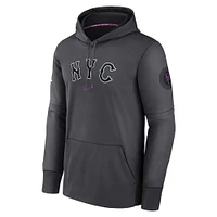 Men's Nike  Charcoal New York Mets 2024 City Connect Authentic Collection Practice Performance Pullover Hoodie