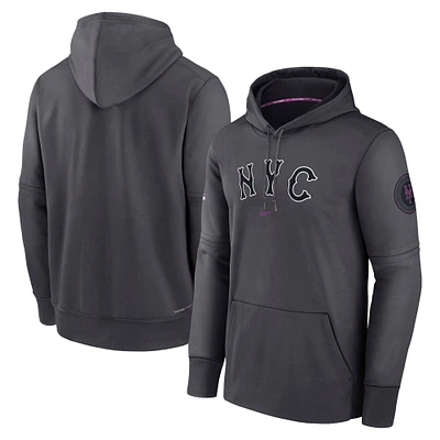 Men's Nike Charcoal New York Mets Authentic Collection City Connect Performance Pullover Hoodie