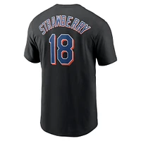 T-shirt avec nom et numéro Nike Darryl Strawberry pour homme, noir, New York Mets Fuse