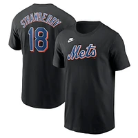 T-shirt avec nom et numéro Nike Darryl Strawberry pour homme, noir, New York Mets Fuse