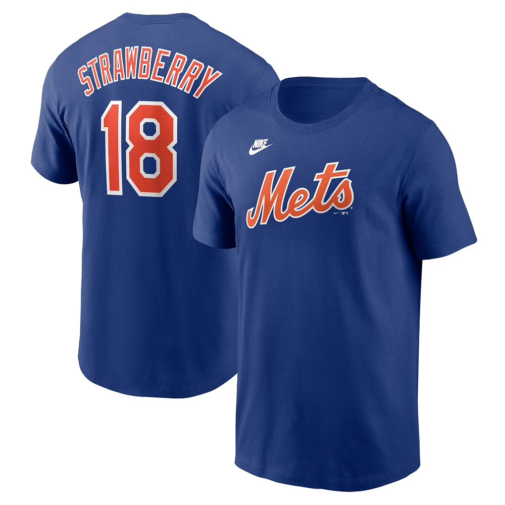 T-shirt avec nom et numéro Nike Darryl Strawberry Royal New York Mets Fuse pour homme