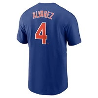 Men's Nike Francisco Alvarez Royal New York Mets Fuse Name & Number T-Shirt