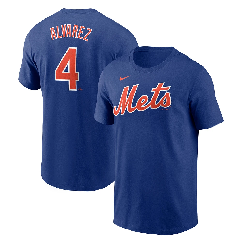 Men's Nike Francisco Alvarez Royal New York Mets Fuse Name & Number T-Shirt