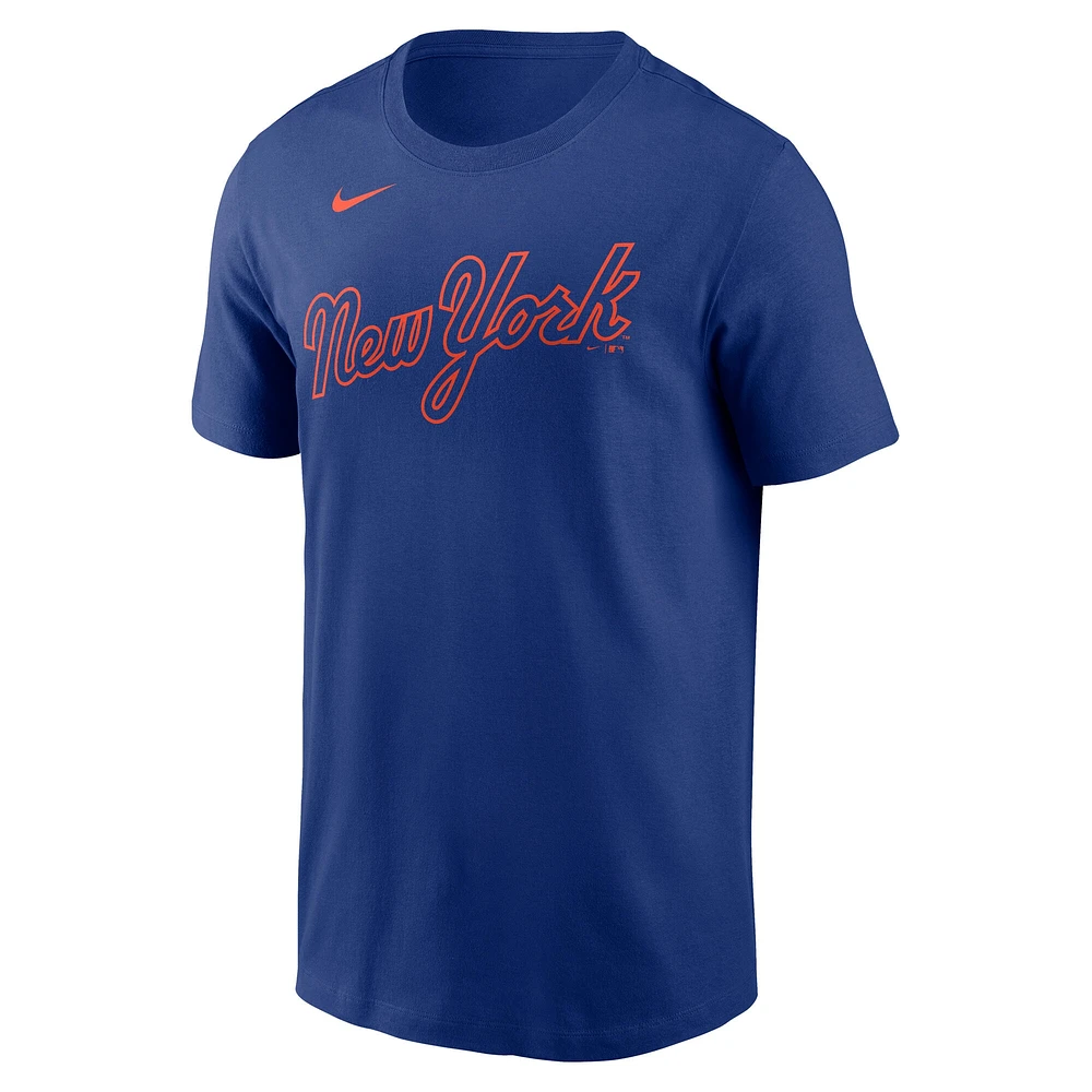 Men's Nike Francisco Alvarez Royal New York Mets Fuse Name & Number T-Shirt