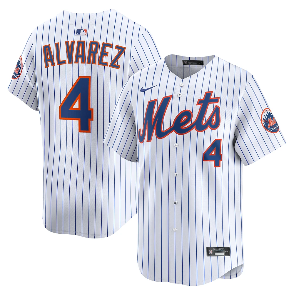 Maillot de joueur à domicile Nike Francisco Alvarez blanc New York Mets pour homme