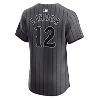 Maillot Nike City Connect Elite gris Francisco Lindor des Mets de New York pour homme