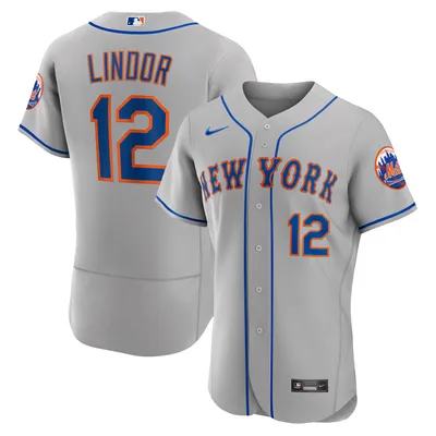 Maillot de joueur authentique New York Mets Road Francisco Lindor pour homme Nike Gris