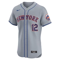 Maillot de joueur Nike Francisco Lindor pour homme, gris, New York Mets Road Elite