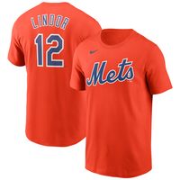 Men's Nike Francisco Lindor Orange New York Mets Name & Number T-Shirt