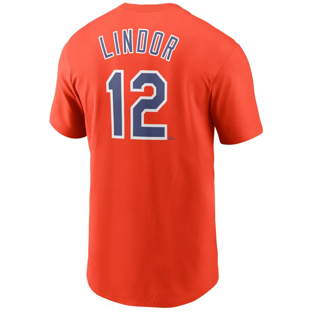 Men's Nike Francisco Lindor Orange New York Mets Name & Number T-Shirt