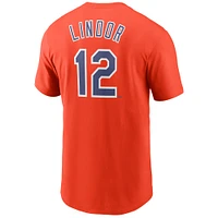 T-shirt Nike Francisco Lindor orange avec nom et numéro des Mets de New York pour homme