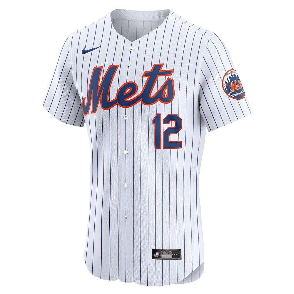 Maillot Nike Francisco Lindor pour homme, blanc, New York Mets, domicile Elite