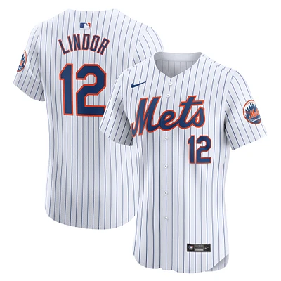 Maillot Nike Francisco Lindor pour homme, blanc, New York Mets, domicile Elite