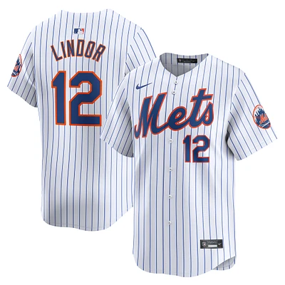 Maillot de joueur Nike Francisco Lindor pour homme, blanc, New York Mets, domicile limité