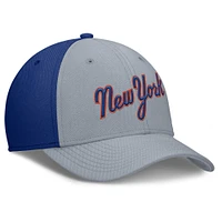 Men's Nike Gray/Royal New York Mets Rise Swoosh Performance Flex Hat