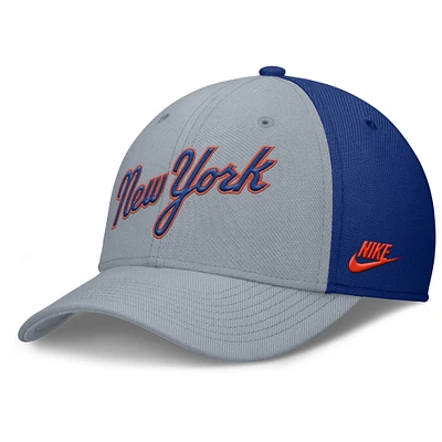 Men's Nike Gray/Royal New York Mets Rise Swoosh Performance Flex Hat