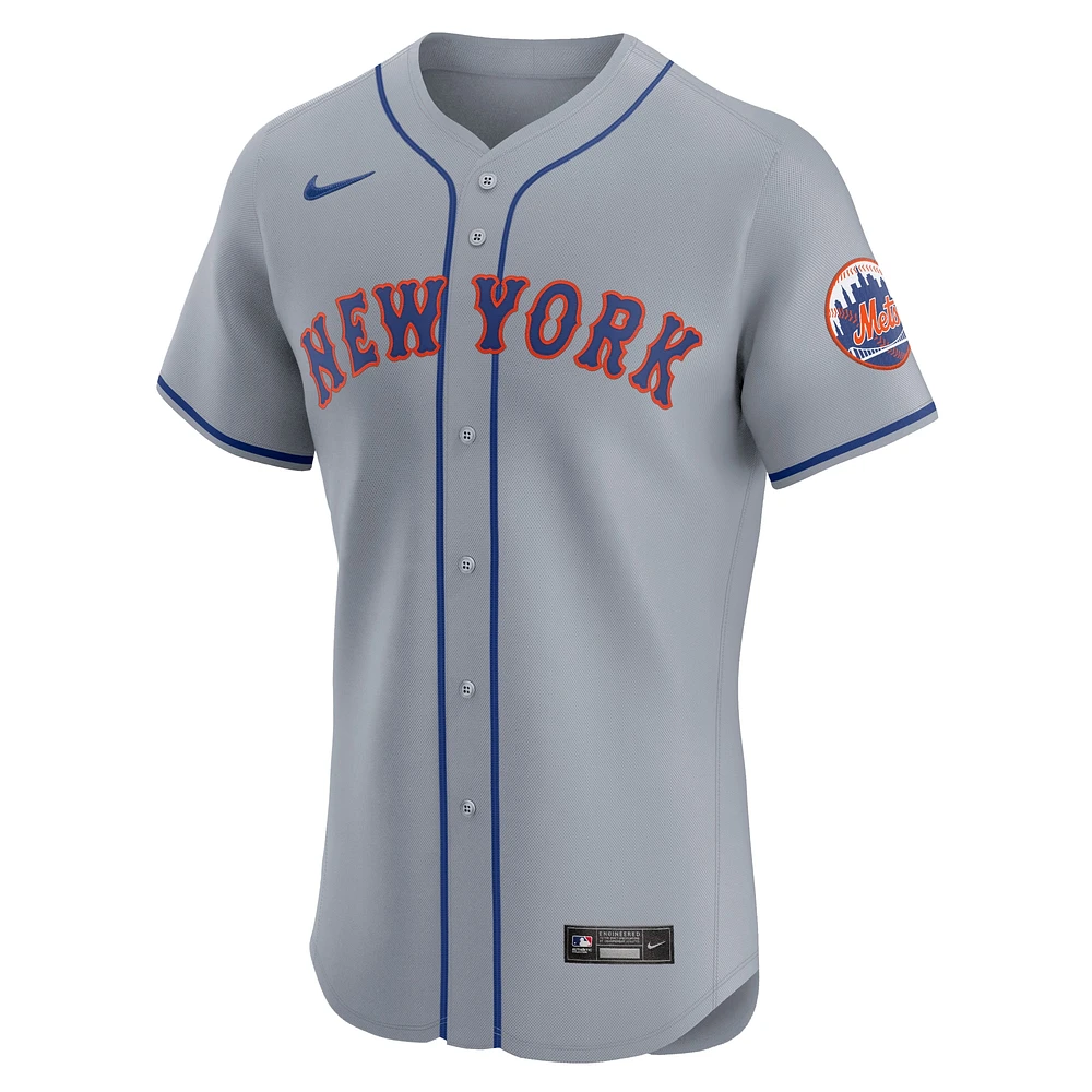 Maillot Nike New York Mets Road Vapor Premier Elite Patch pour homme, gris