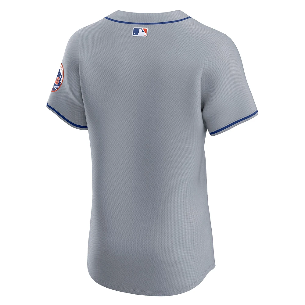 Maillot Nike New York Mets Road Vapor Premier Elite Patch pour homme, gris