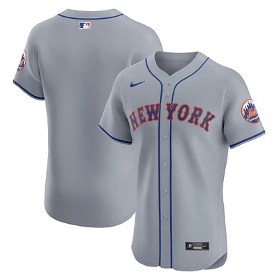 Men's Nike  Gray New York Mets Road Vapor Premier Elite Patch Jersey