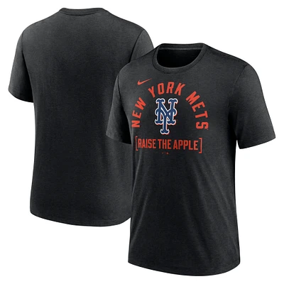 T-shirt Nike Heather Black New York Mets Swing Big Tri-Blend pour homme