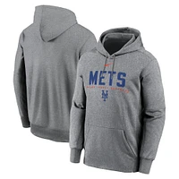 Sweat à capuche en polaire Nike Heather Charcoal New York Mets Therma pour homme