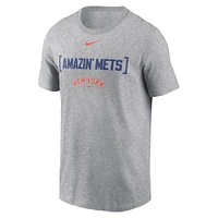 T-shirt Nike Heather Grey New York Mets pour homme avec phrase de l'équipe