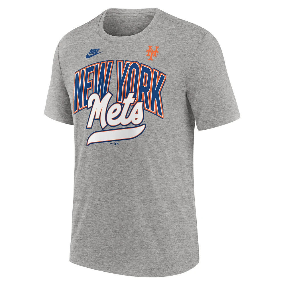 T-shirt Nike gris chiné pour homme, collection Cooperstown, style rétro, tri-blend