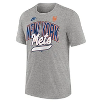 T-shirt Nike gris chiné pour homme, collection Cooperstown, style rétro, tri-blend
