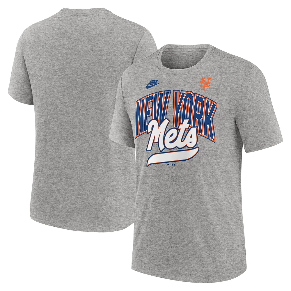 T-shirt Nike gris chiné pour homme, collection Cooperstown, style rétro, tri-blend