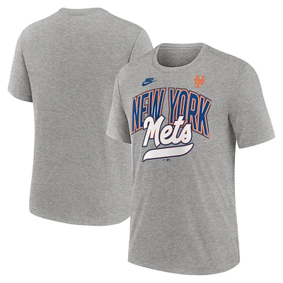 T-shirt Nike gris chiné pour homme, collection Cooperstown, style rétro, tri-blend