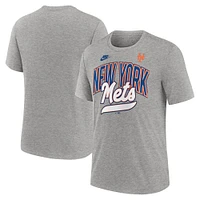 T-shirt Nike gris chiné pour homme, collection Cooperstown, style rétro, tri-blend