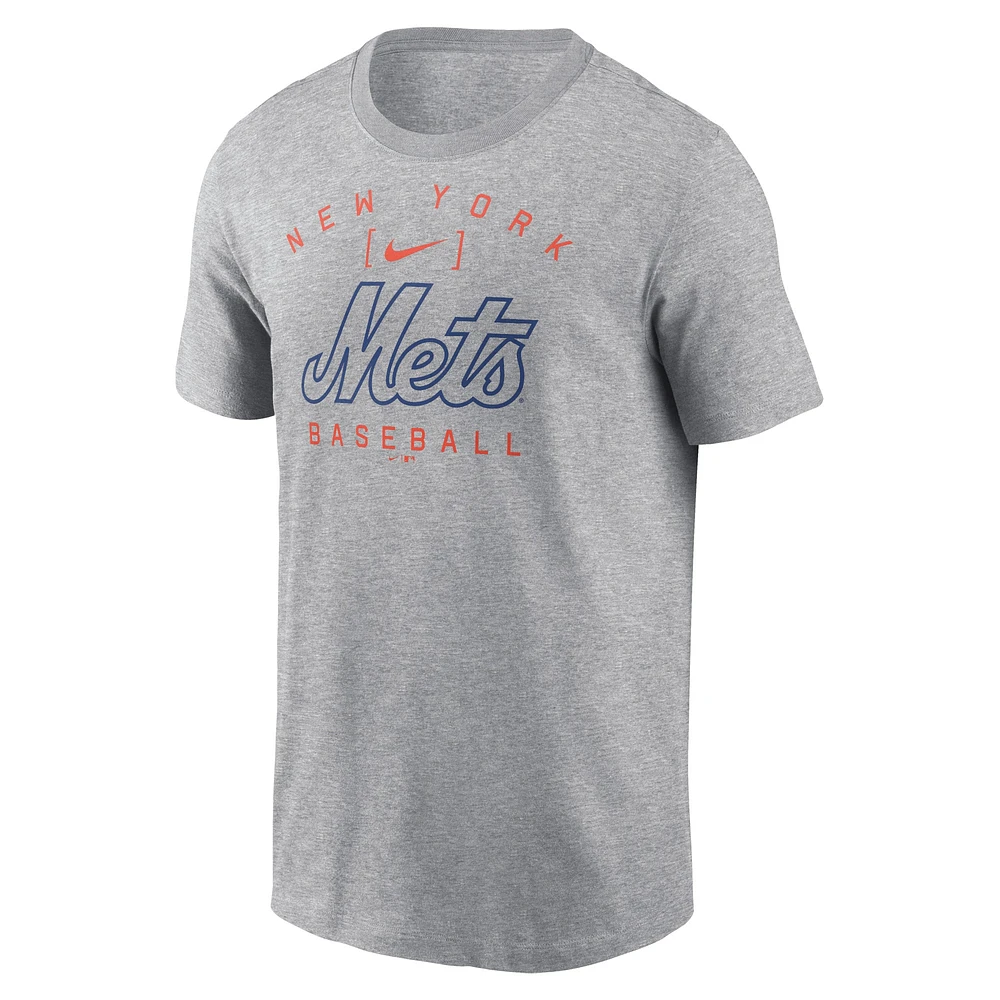 Men's Nike Heather Gray New York Mets Home Team Athletic Arch T-Shirt