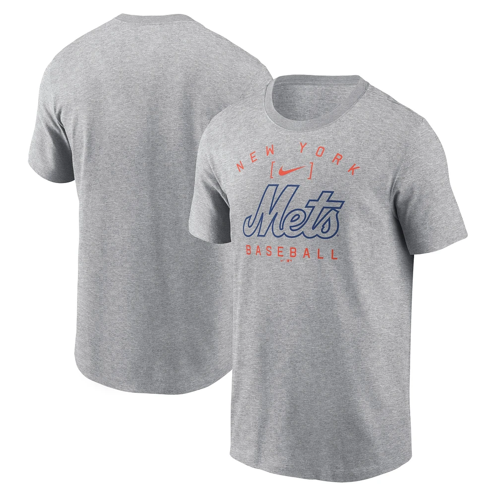 T-shirt Nike Heather Grey New York Mets Home Team Athletic Arch pour homme