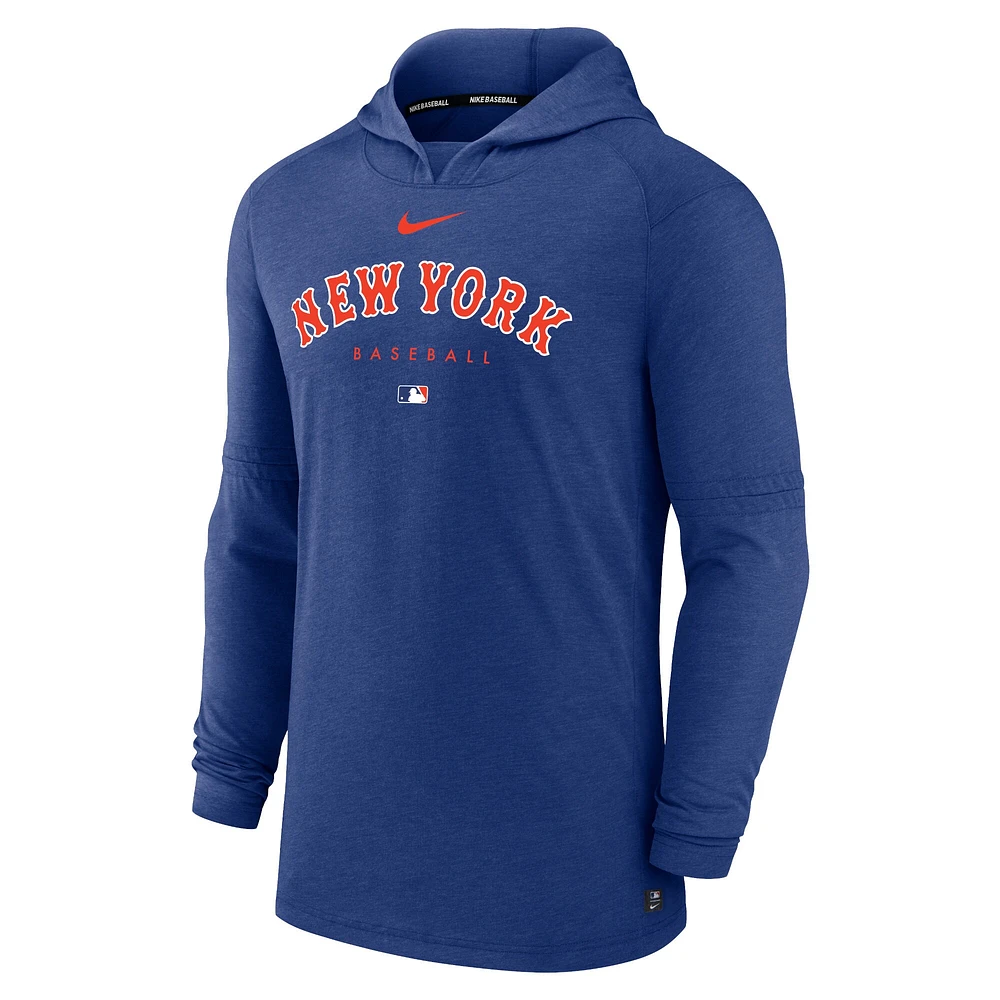 Sweat à capuche enfiler triple mélange Performance Nike Heather Royal Mets de New York pour homme Collection Authentic Early Work