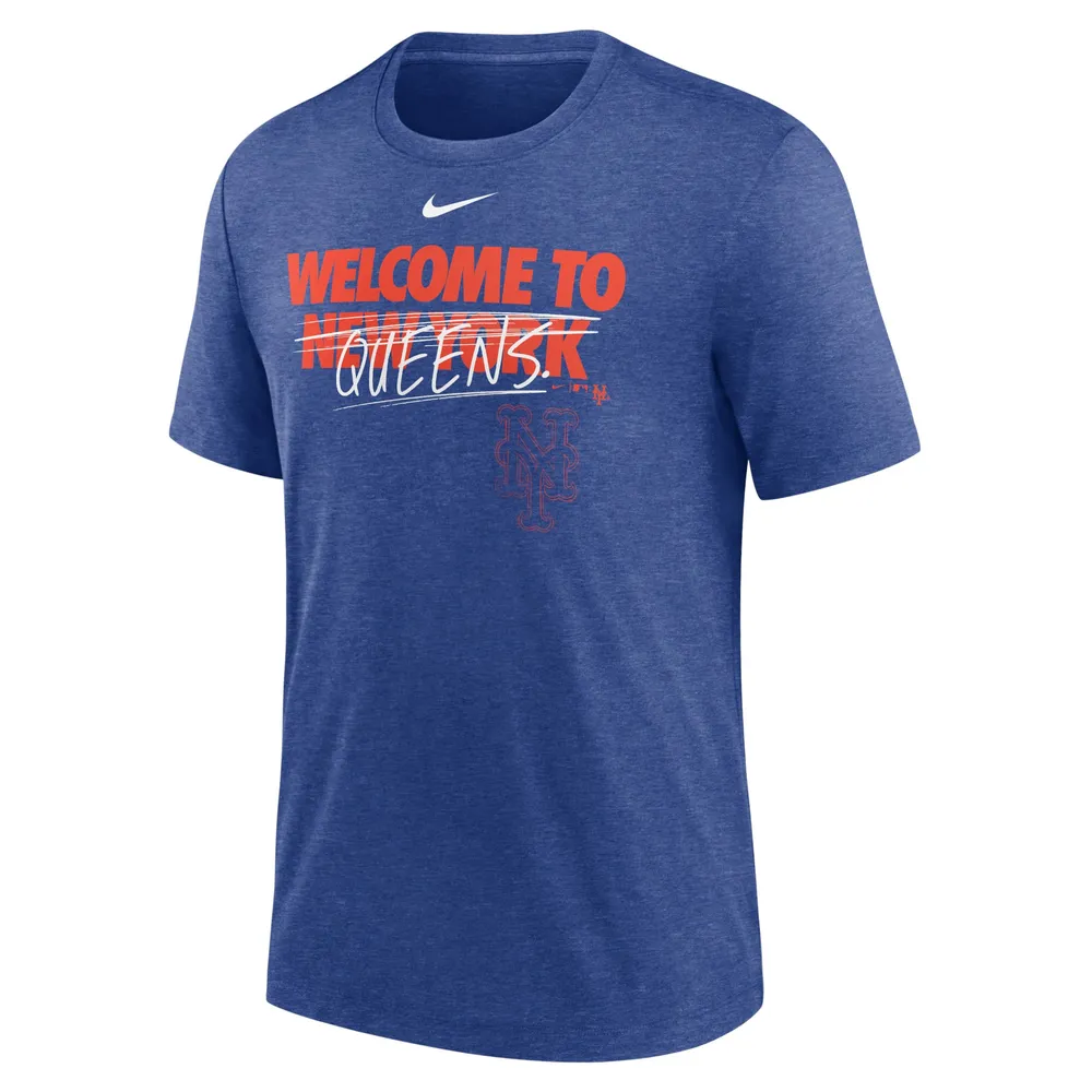 T-shirt tri-mélange Nike Heather Royal New York Mets Home Spin pour homme