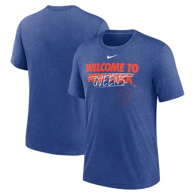 T-shirt tri-mélange Nike Heather Royal New York Mets Home Spin pour homme