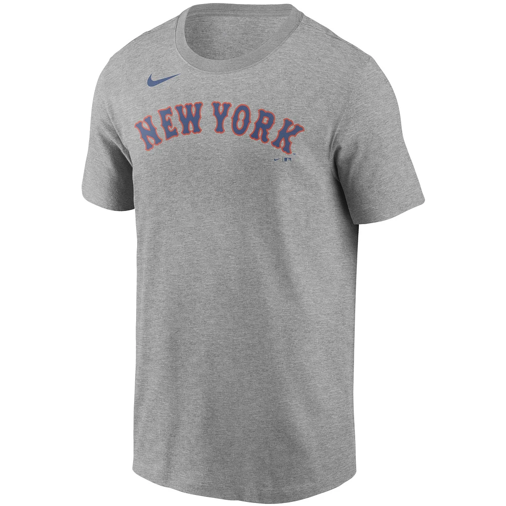 T-shirt avec nom et numéro Nike Jacob deGrom pour hommes, gris, New York Mets