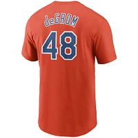 T-shirt Nike Jacob deGrom pour homme avec nom et numéro orange des New York Mets