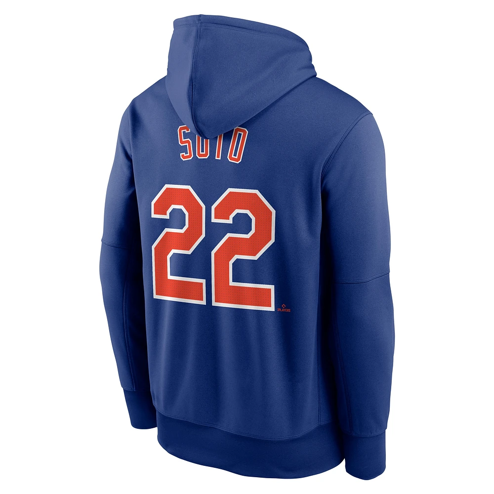 Sweat à capuche Nike Juan Soto Royal New York Mets pour homme avec nom et numéro