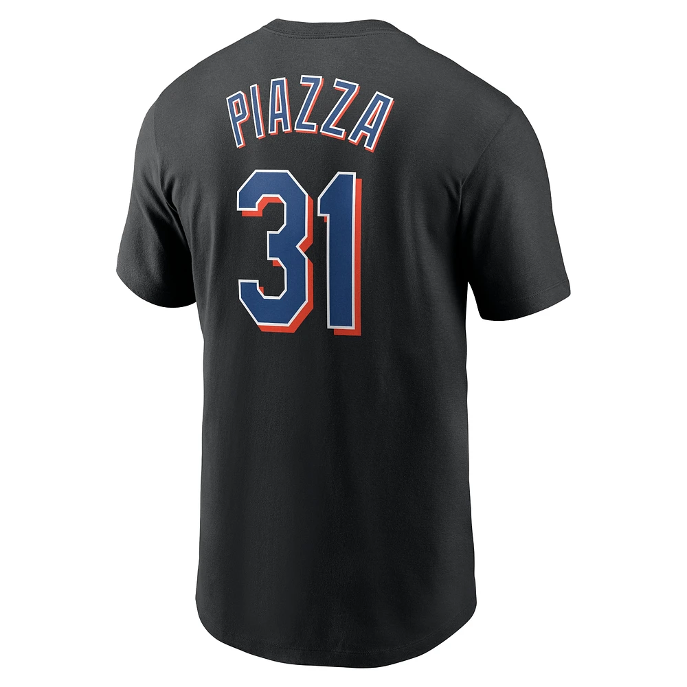 T-shirt avec nom et numéro Nike Mike Piazza pour homme, noir, New York Mets Fuse