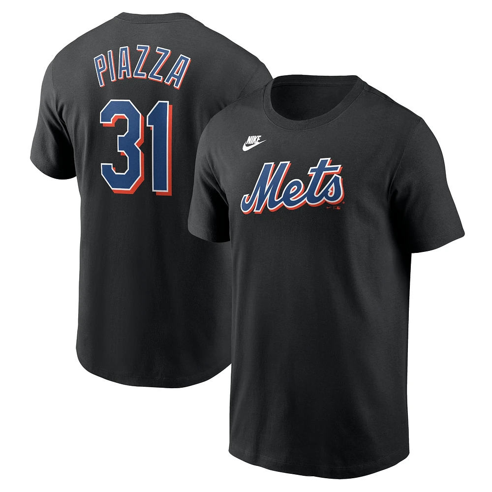 T-shirt avec nom et numéro Nike Mike Piazza pour homme, noir, New York Mets Fuse