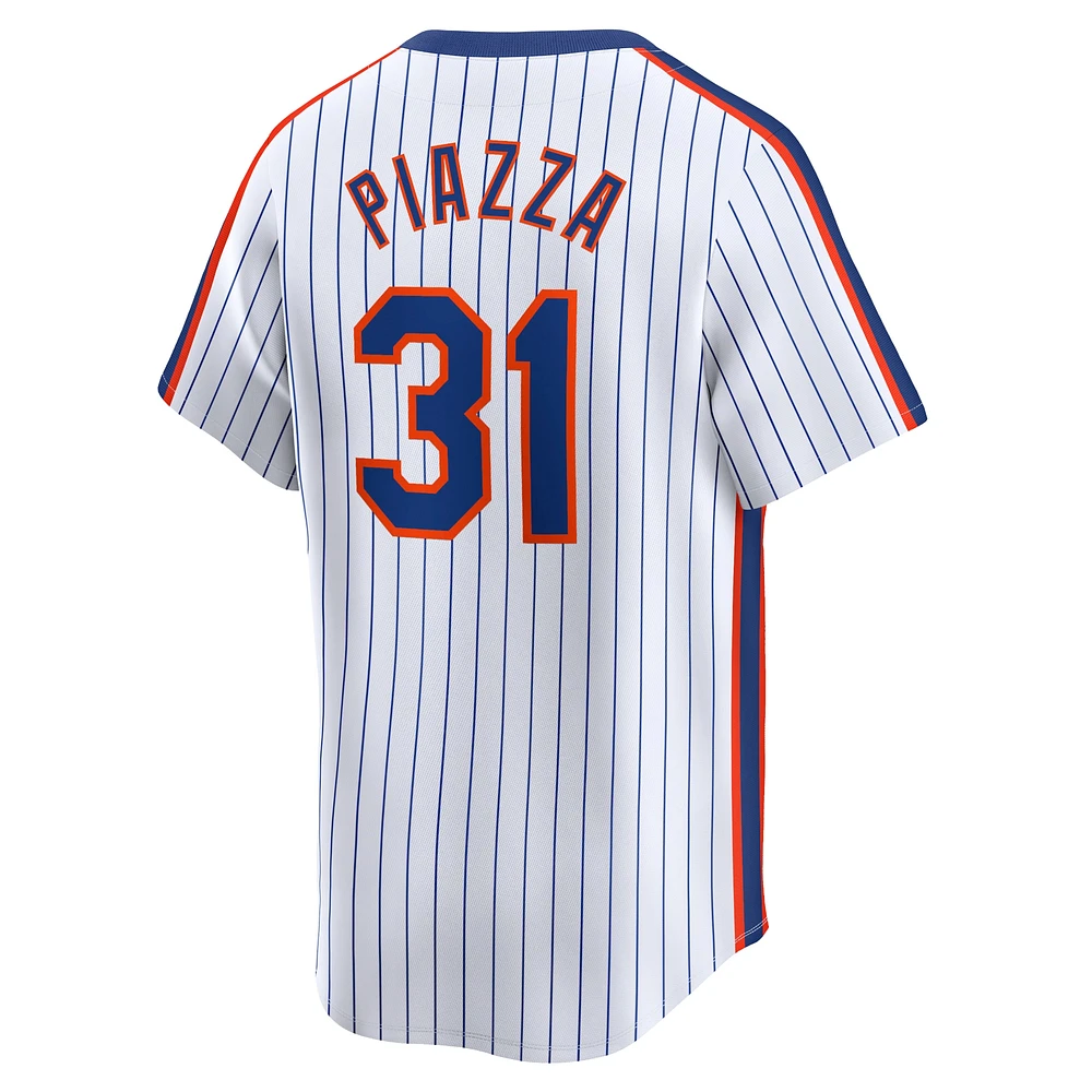 Maillot Nike Mike Piazza pour homme blanc New York Mets Throwback Cooperstown Limited