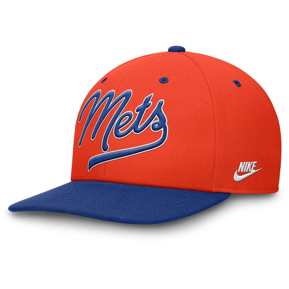 Men's Nike Orange/Royal New York Mets Cooperstown Collection Pro Performance Snapback Hat