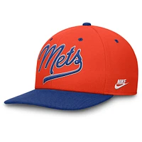 Casquette Nike Pro Performance Snapback Orange/Bleu Royal New York Mets Cooperstown Collection pour homme