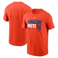 T-shirt orange Nike pour hommes des New York Mets Amazin' de l'équipe locale