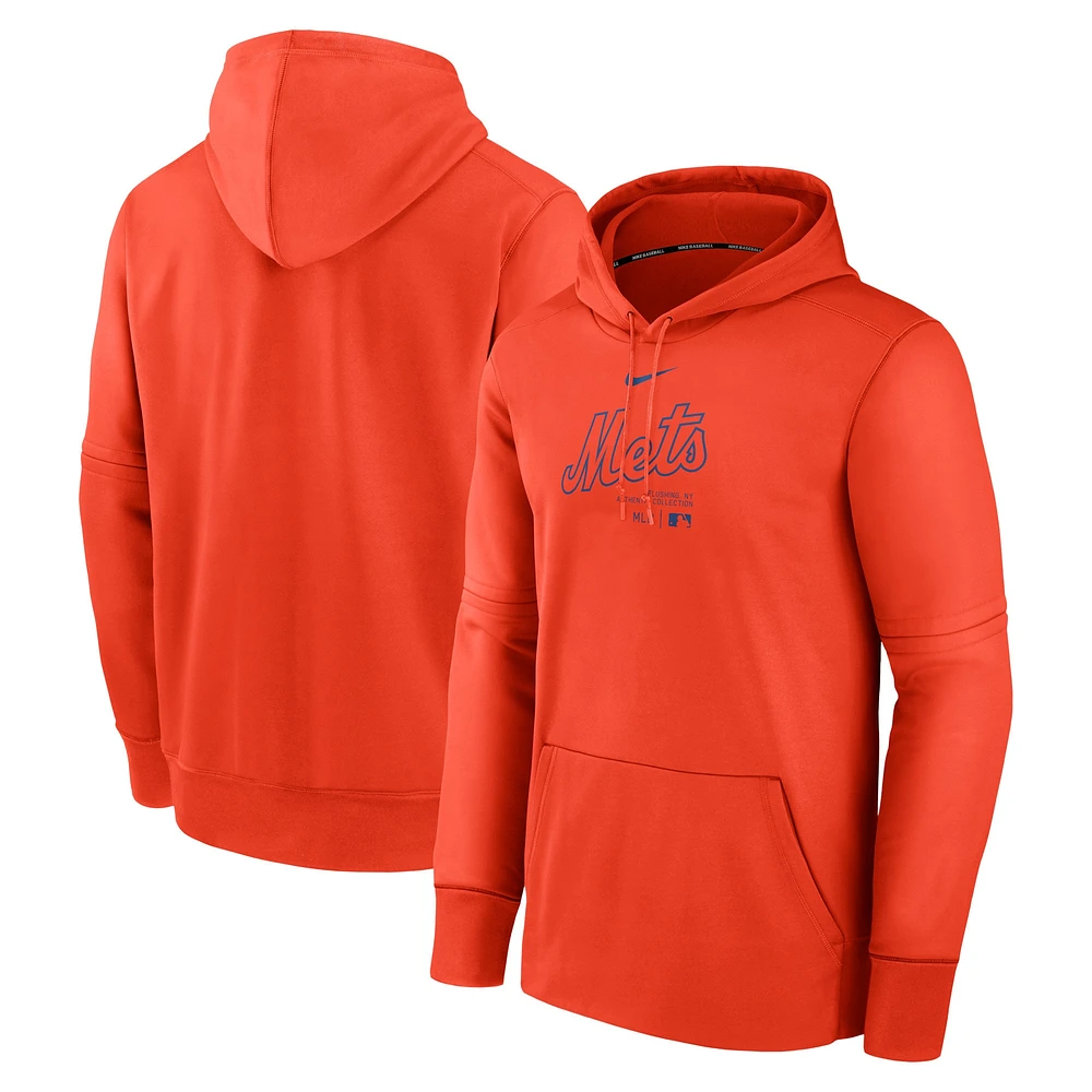 Sweat à capuche Nike Orange New York Mets Authentic Collection Practice Performance pour homme