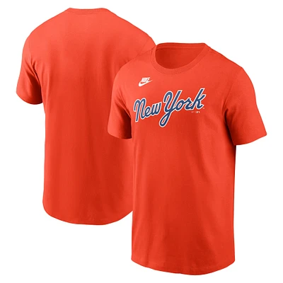 T-shirt orange Nike pour hommes des New York Mets Cooperstown avec le mot-symbole