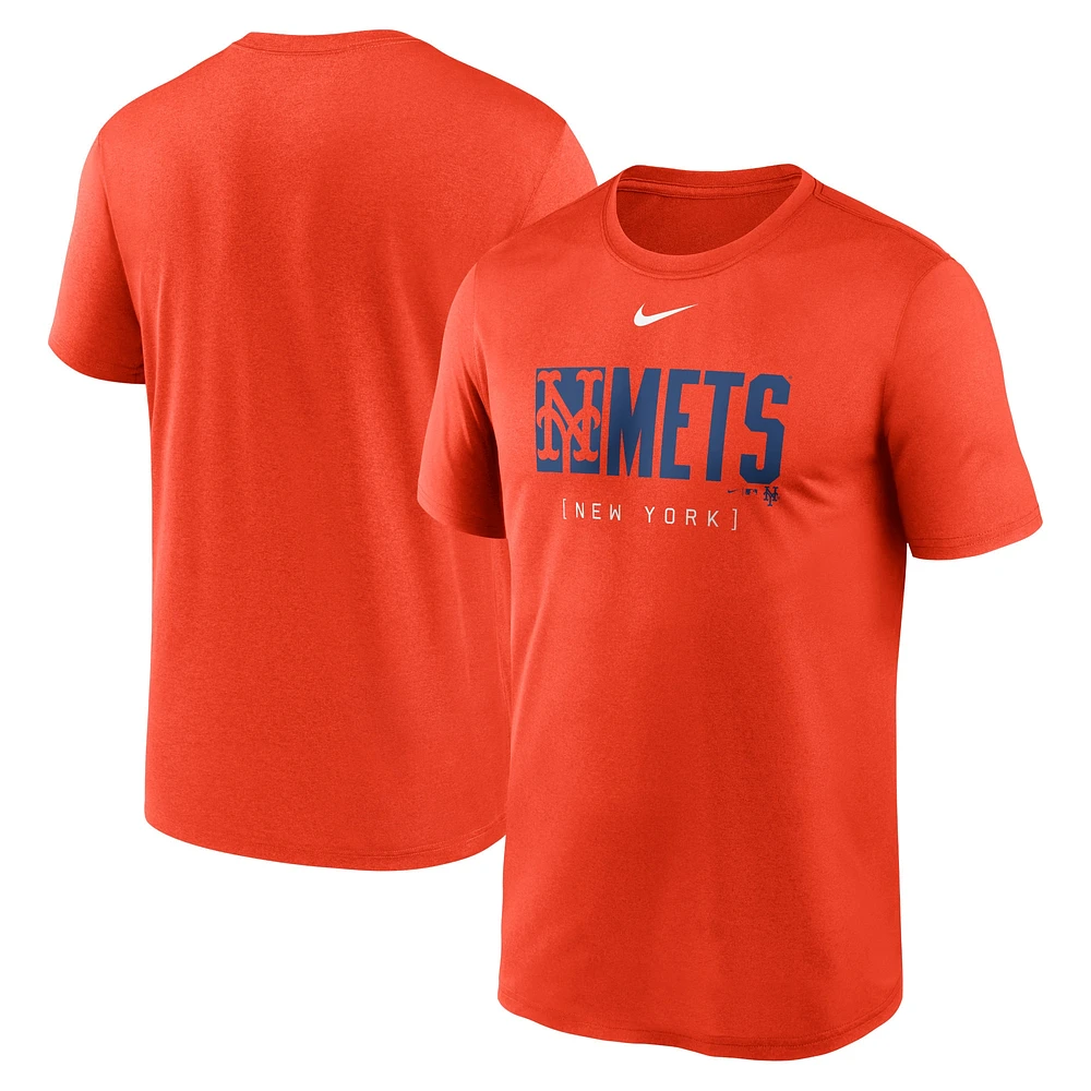 T-shirt Nike New York Mets Knockout Legend Performance orange pour homme