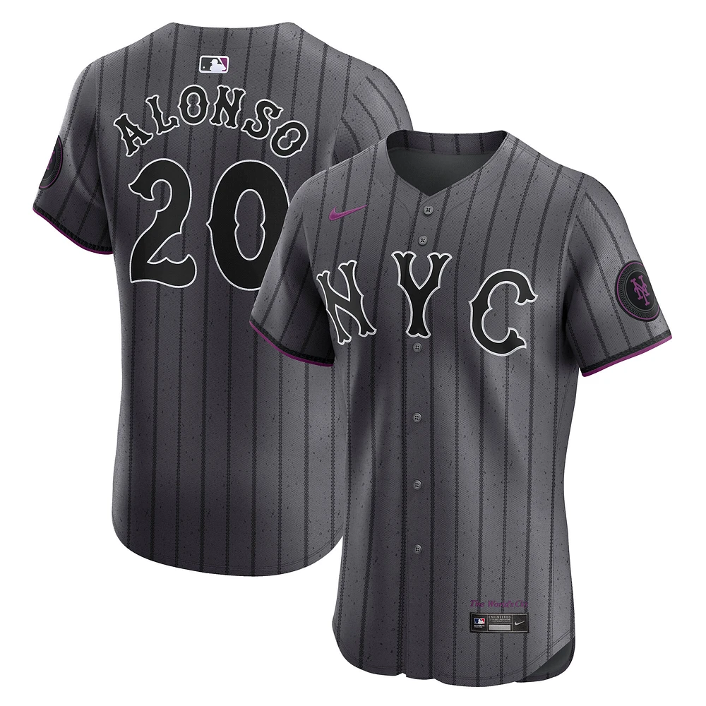 Men's Nike Pete Alonso Gray New York Mets City Connect Elite Jersey