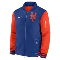 Men's Nike Royal/Orange New York Mets Authentic Collection Dugout Full-Zip Bomber Jacket